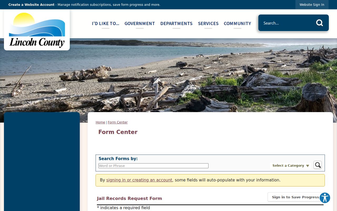 Lincoln County online jail records request form