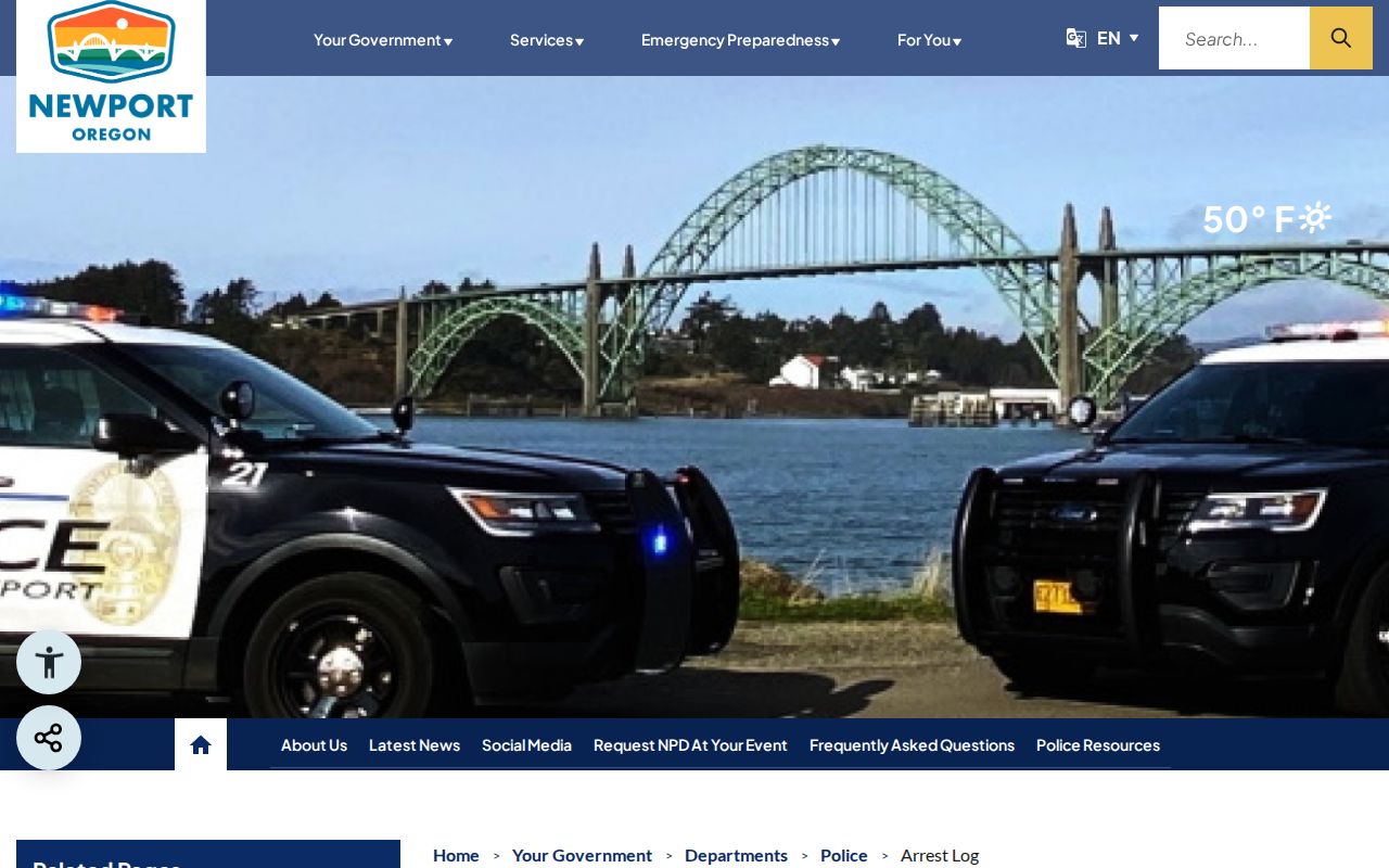 Official Newport Police arrest log gateway