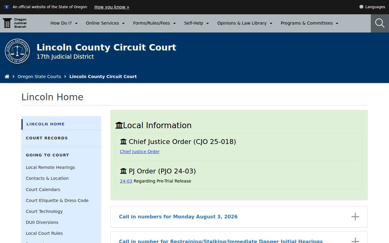 Lincoln County criminal court cases at the 17th Judicial District website
